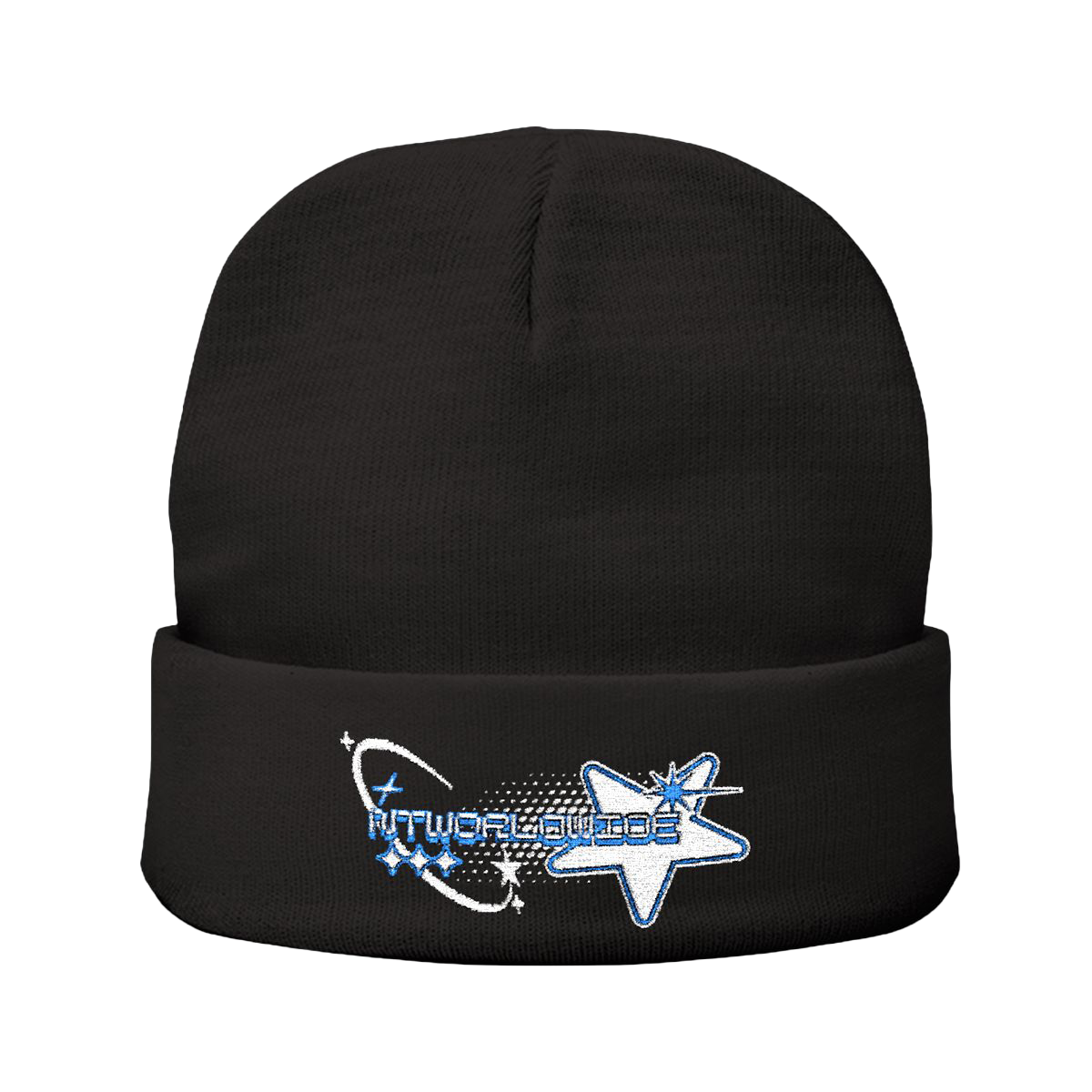 NT Worldwide White/Blue Embroidered Beanie